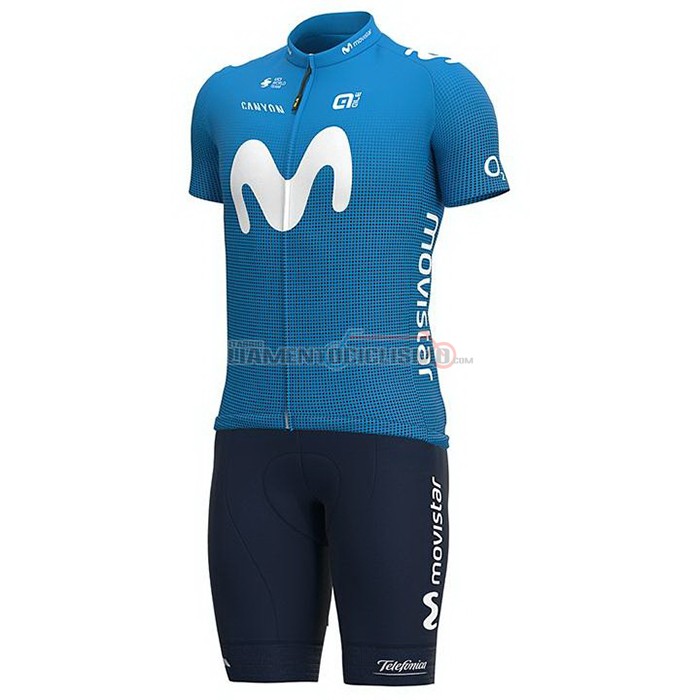 Abbigliamento Ciclismo Movistar Manica Corta 2021 Blu